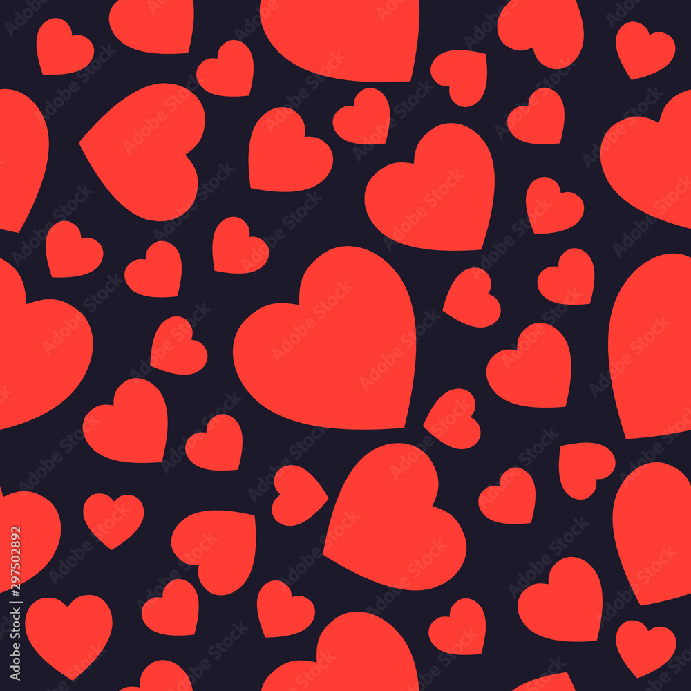 Red hearts pattern in dark blue Red hearts pattern in dark blue