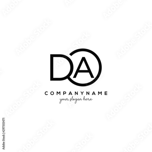 Initial Letter DA Logo With circle Template Vector. photo