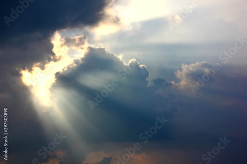 abstract cloud shape with sun light pass sky background
