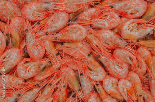 red boiled frozen shrimp, seafood