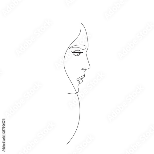 beauty woman face line drawing art