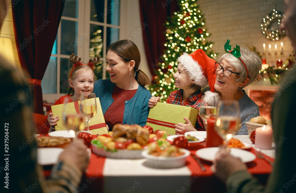 family celebrating Christmas family celebrating Christmas
