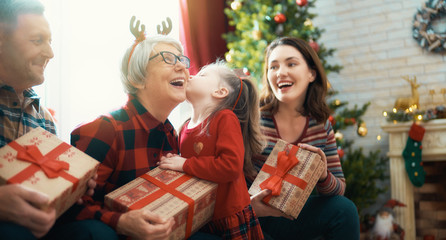 family celebrating Christmas