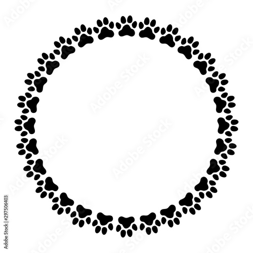 Round frame made of paw prints
