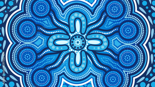 Illustration based on aboriginal style of dot  background. Connection concept