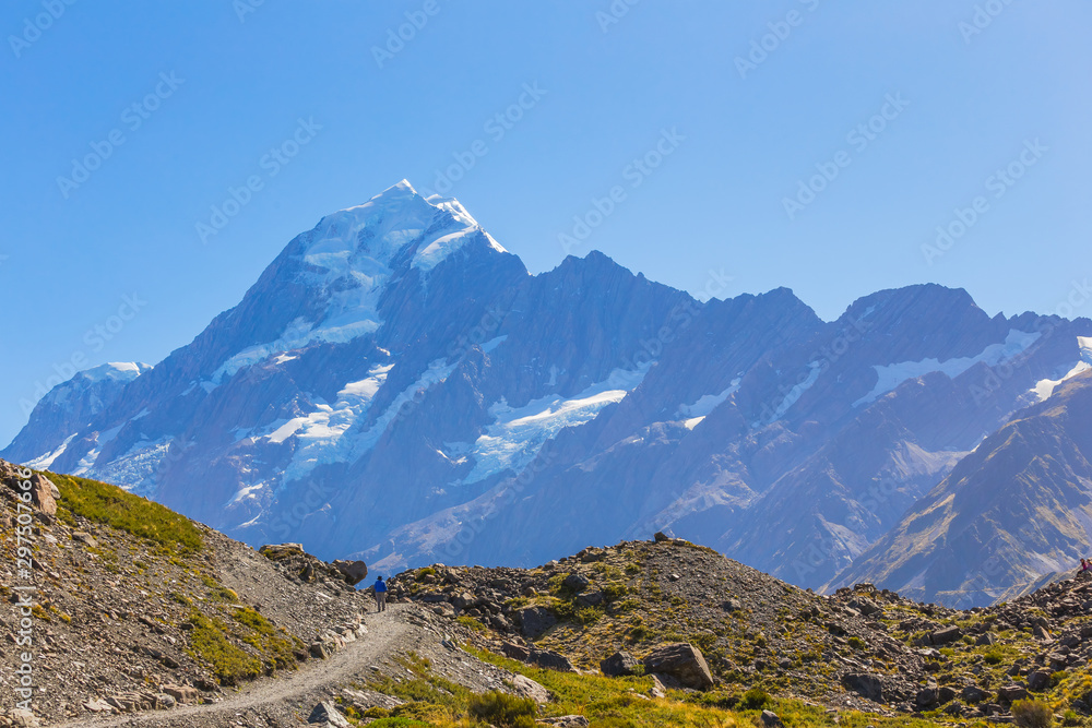 Picture of senior asian female hiking at mount cook in South island new zealand