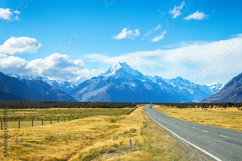 Scenic view of Road leading to mount cook national park, South Island New Zealand, Travel Destinations Concept