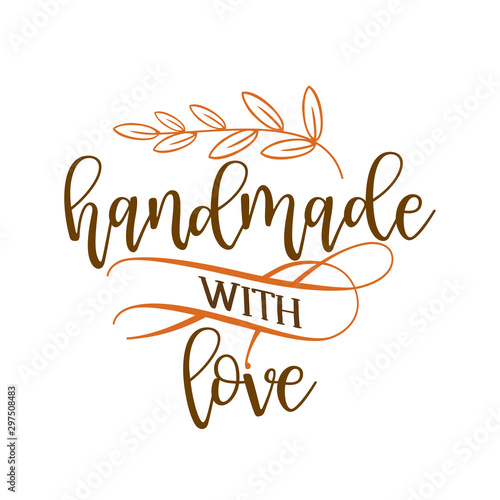 Handmade with love - stamp for homemade products and shops. Vector badge, label. Vector Illustration on a white background photo