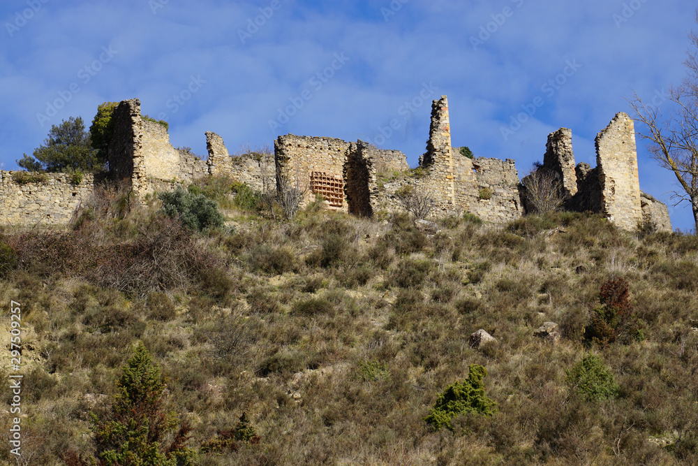 ancient ruins of old castle in the Pyrénées, France