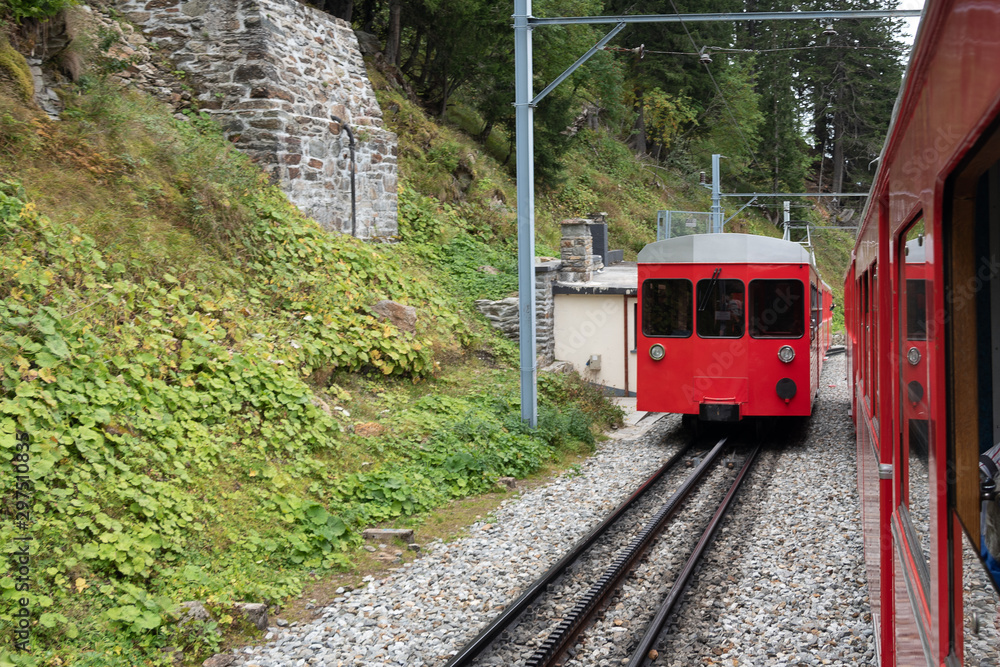 Naklejka premium Montenvers train from Chamonix to Mer de Glace, French Alps.