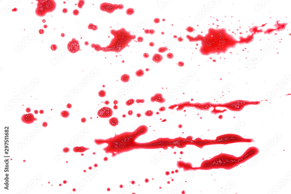 dry drops of red blood isolated on white, abstract background dry drops of red blood isolated on white, abstract background