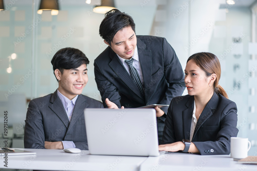 Business team discussing together in conference room during meeting at office. Teamwork, brainstorm and ideas concept. saleperson using tablet and presentation somthing to client. Business team discussing together in conference room during meeting at office. Teamwork, brainstorm and ideas concept. saleperson using tablet and presentation somthing to client.
