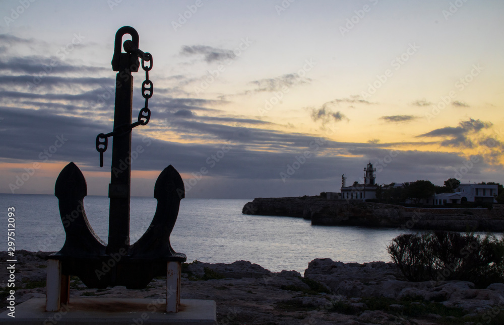 Fototapeta premium Atardecer en el puerto de Cuitadella (Menorca)