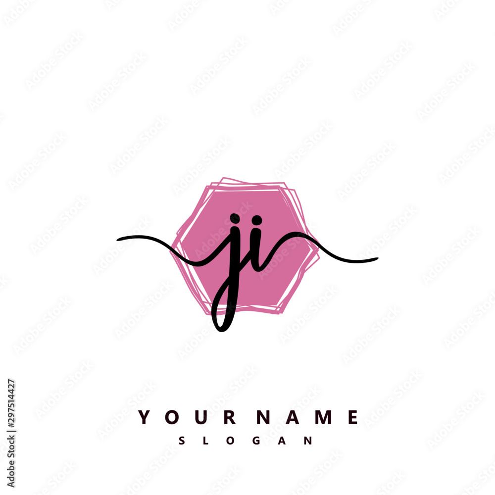 JI Initial handwriting logo vector JI Initial handwriting logo vector