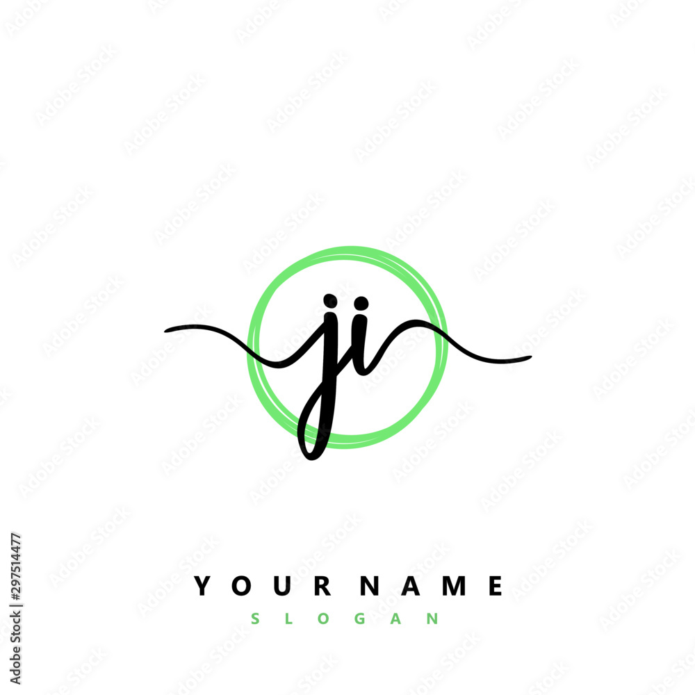JI Initial handwriting logo vector JI Initial handwriting logo vector