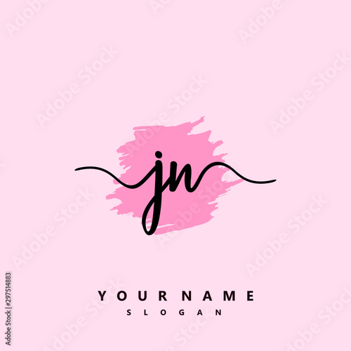 JN Initial handwriting logo vector