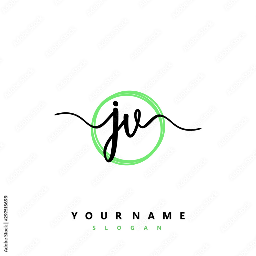 JV Initial handwriting logo vector