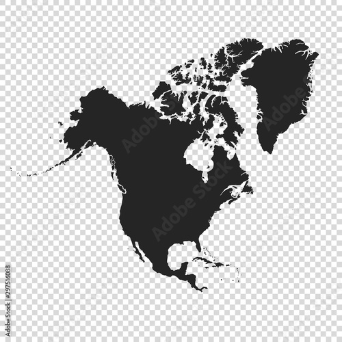 map of North America on transparent background
