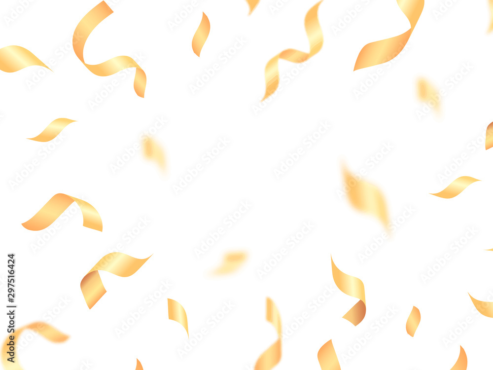 Golden confetti and serpentine background. Vector illustration banner or postcard Golden confetti and serpentine background. Vector illustration banner or postcard