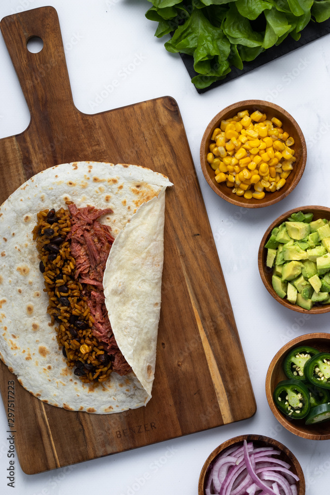 Opened burrito (make your own burrito) Stock Photo Adobe Stock