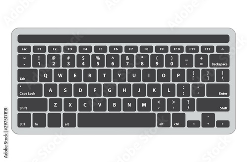 Latin english black keyboard with touch panel on top - isolated vector illustration