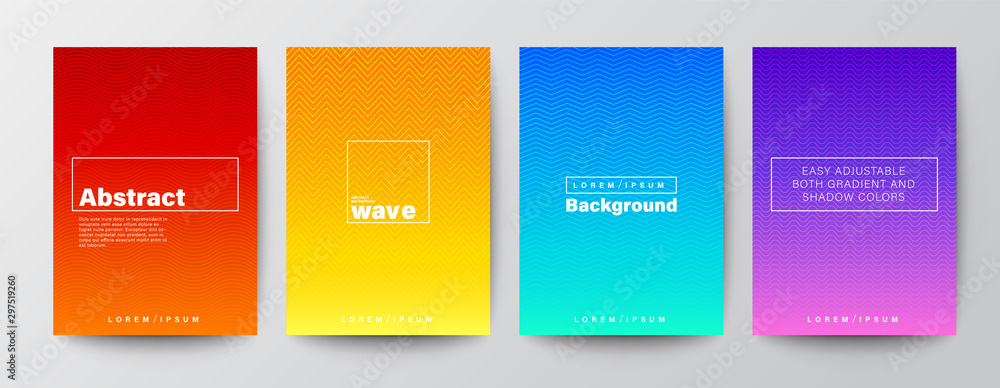 Set of abstract zigzag wave line stripe on gradient background. Minimal futuristic background for Brochure, Flyer, Poster, leaflet, Book cover, Banner, Presentation, Website, App, wallpaper. Set of abstract zigzag wave line stripe on gradient background. Minimal futuristic background for Brochure, Flyer, Poster, leaflet, Book cover, Banner, Presentation, Website, App, wallpaper.