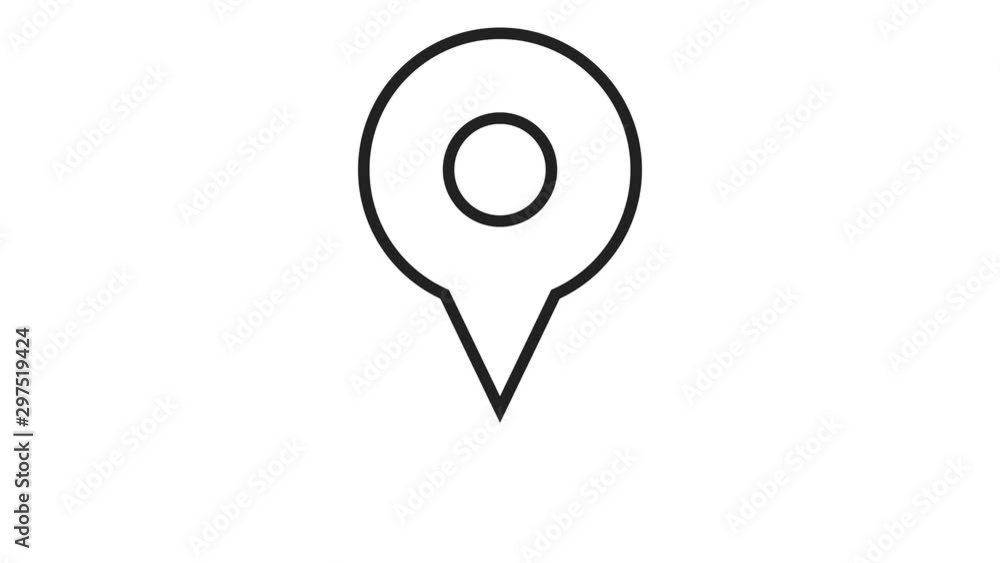 Black map marker line icon. Loop animation on white background. 4K resolution. Black map marker line icon. Loop animation on white background. 4K resolution.