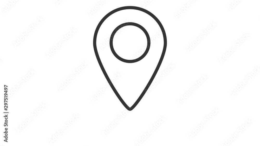 Black map marker line icon. Loop animation on white background. 4K resolution. Black map marker line icon. Loop animation on white background. 4K resolution.
