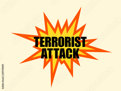 Terrorist attack - dangerous bomb is exploding. Terrorism and usage of exlosive blast for kinng, aggression, violence and terror. Vector illustration