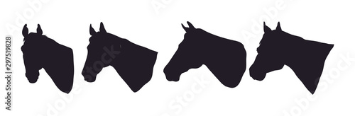 Horse portrait vector illustration, silhouette drawing