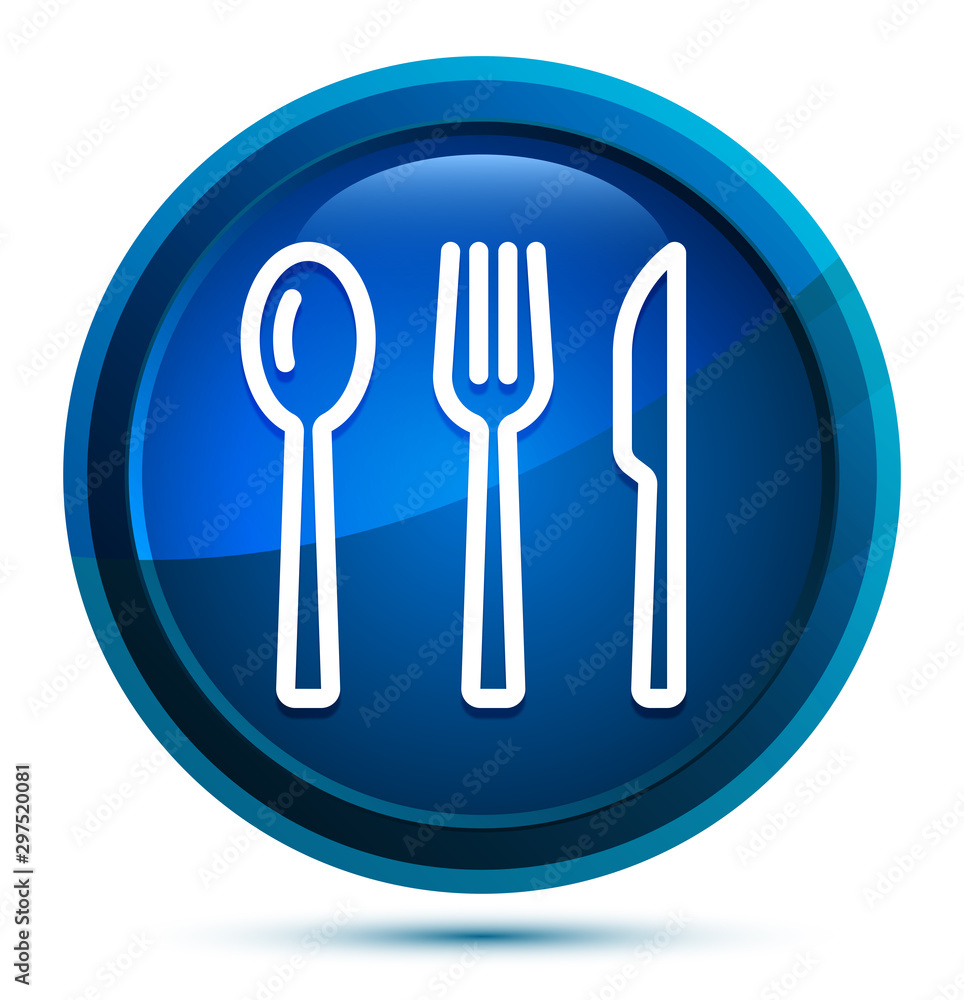 Cutlery icon elegant blue round button illustration Cutlery icon elegant blue round button illustration