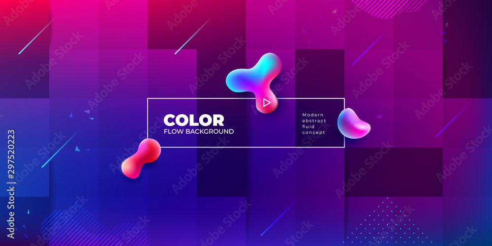 Liquid color background design with square cells. Fluid gradient shapes composition for background. Purple Futuristic design posters. Eps10 vector.