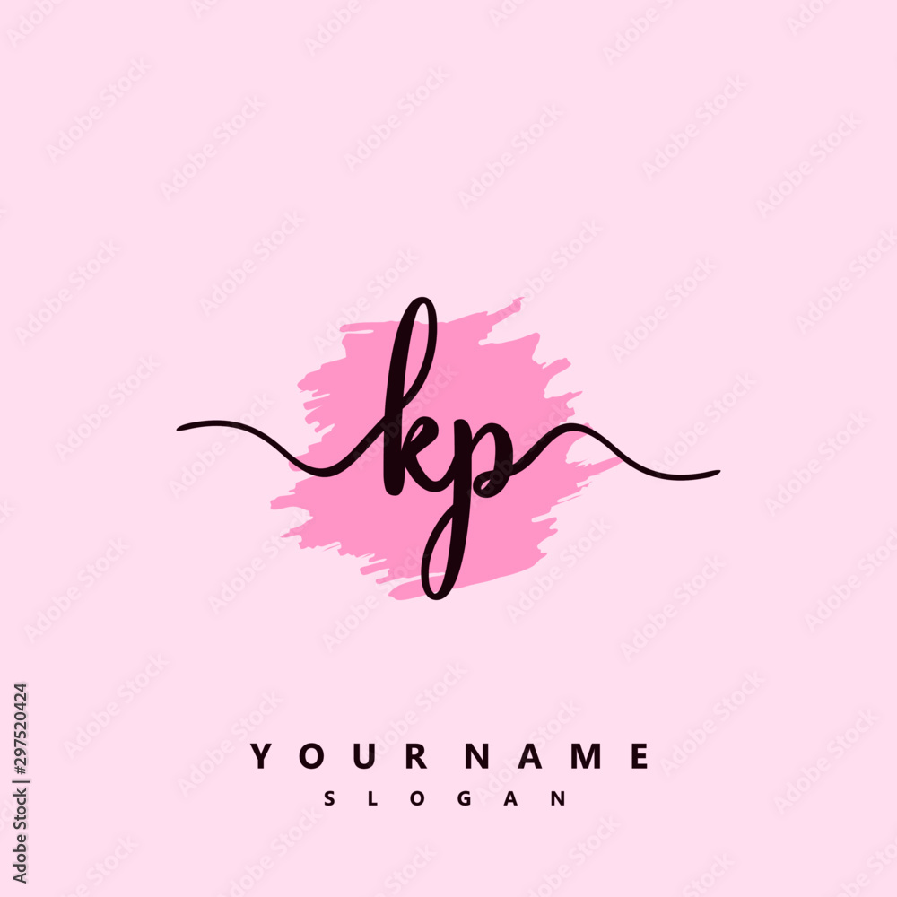 KP Initial handwriting logo vector KP Initial handwriting logo vector