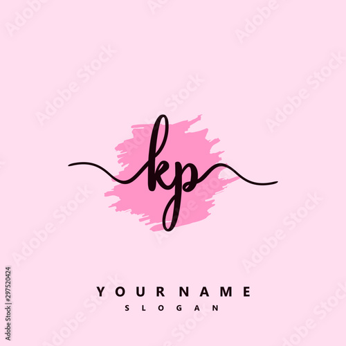 KP Initial handwriting logo vector