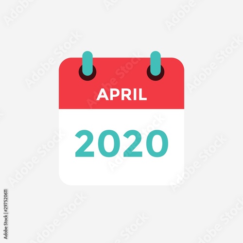 Flat icon calendar April 2020. Vector illustration.