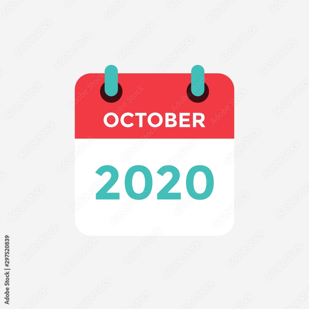 Flat icon calendar October 2020. Vector illustration. Flat icon calendar October 2020. Vector illustration.