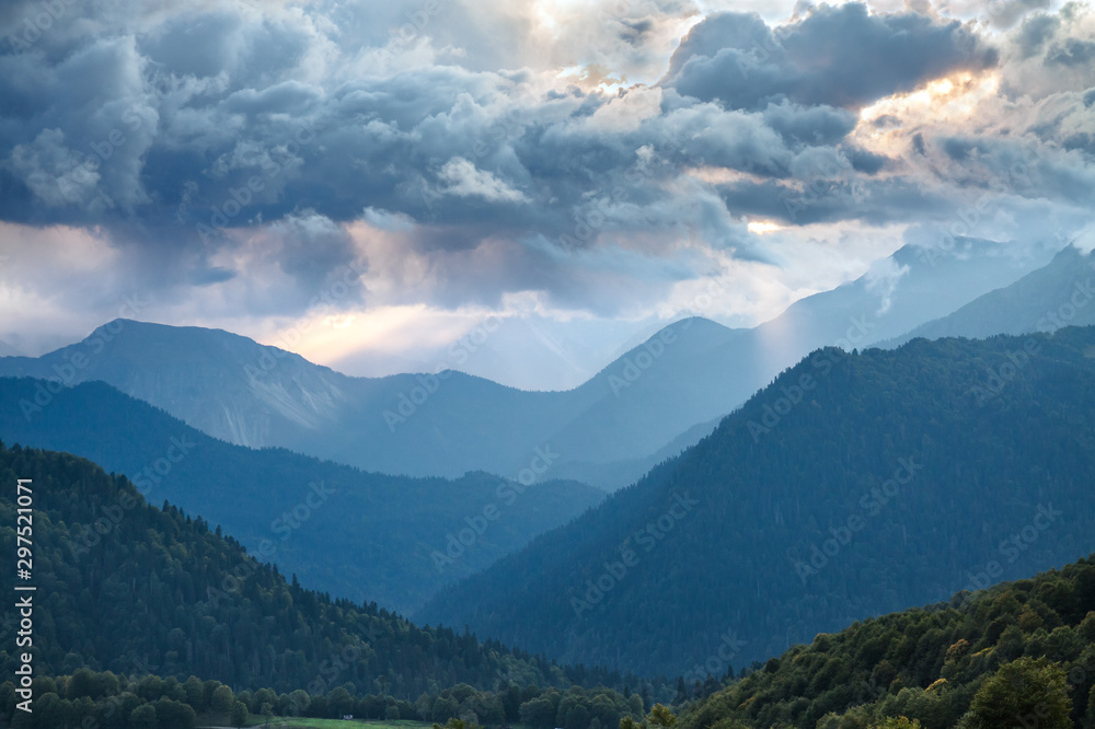 Fototapeta premium mountain landscape with sky and dark clouds
