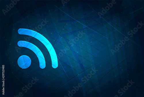 RSS Feed icon futuristic digital abstract blue background photo
