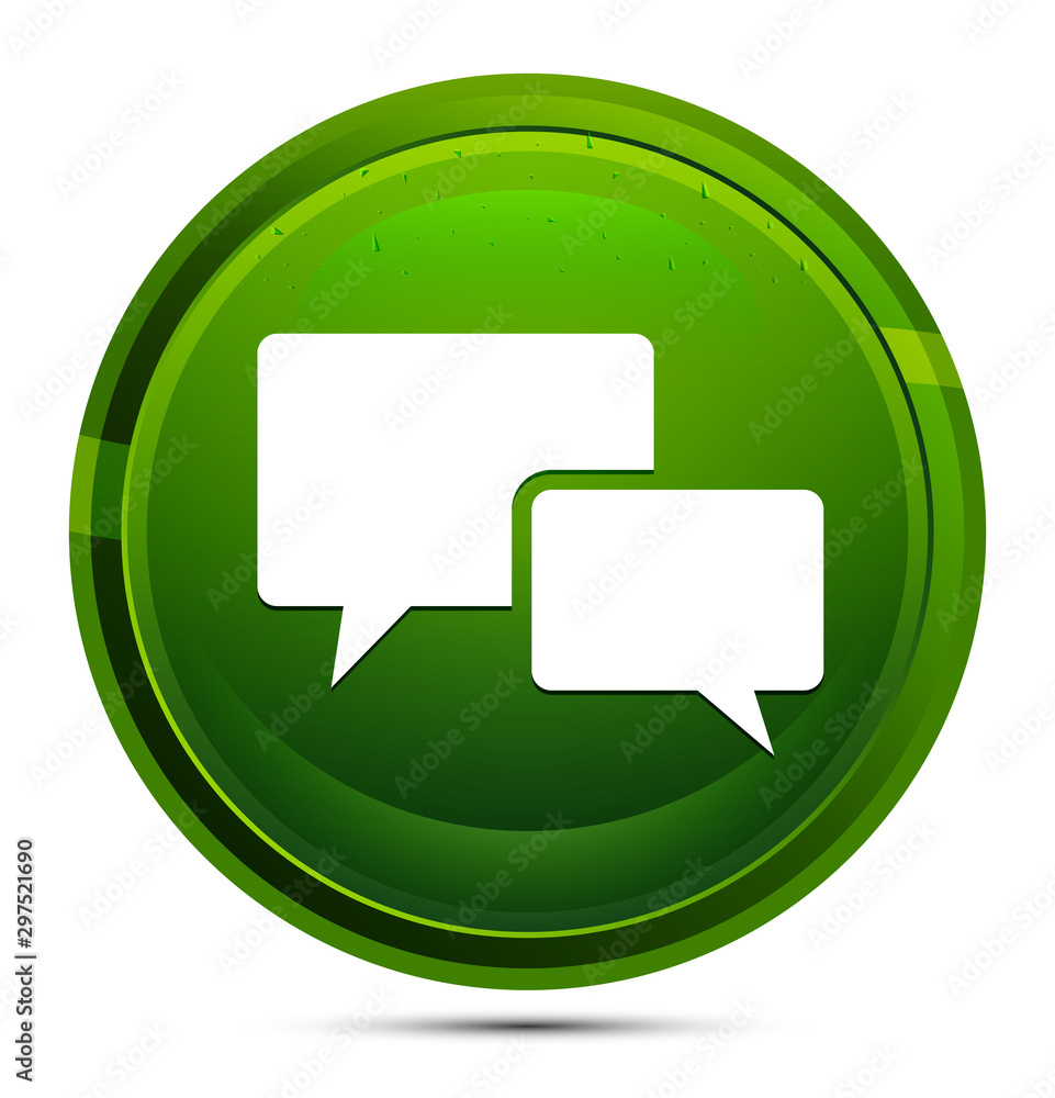Chat bubble icon glassy green round button illustration Chat bubble icon glassy green round button illustration