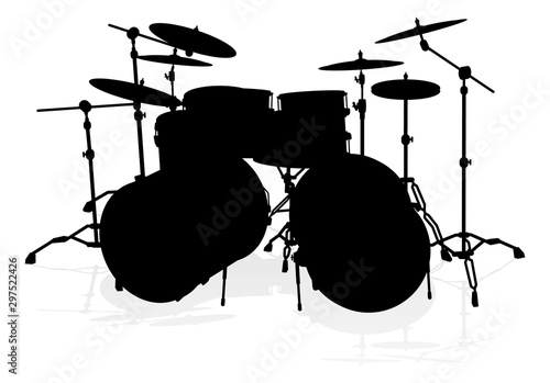 A detailed drum kit musical instrument silhouette