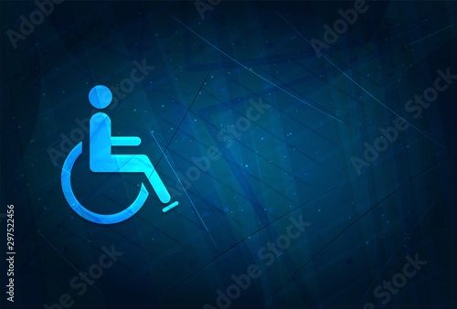 Wheelchair handicap icon futuristic digital abstract blue background