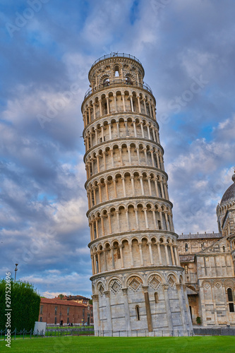 Leaning tower of Pisa  Italy. Sunrise in the city of Pisa