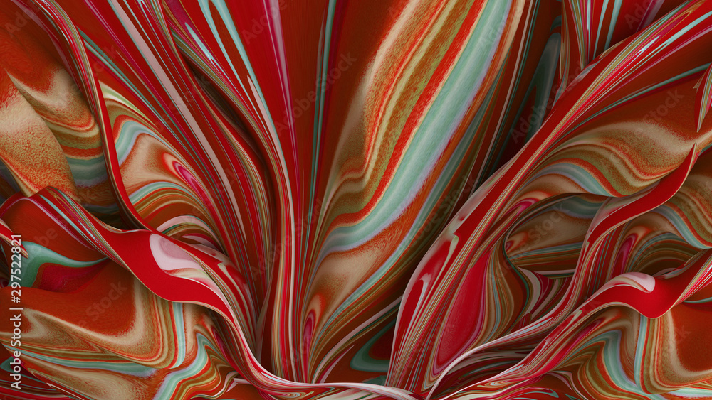 Fototapeta premium Bright background with a volumetric pattern and print. 3d illustration, 3d rendering.