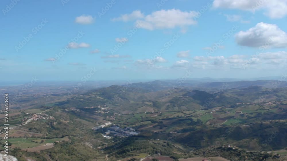 Scenic view of San Marino and the Adriatic coast of Italy from Mount Titan Scenic view of San Marino and the Adriatic coast of Italy from Mount Titan