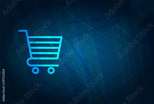 Shopping cart icon futuristic digital abstract blue background