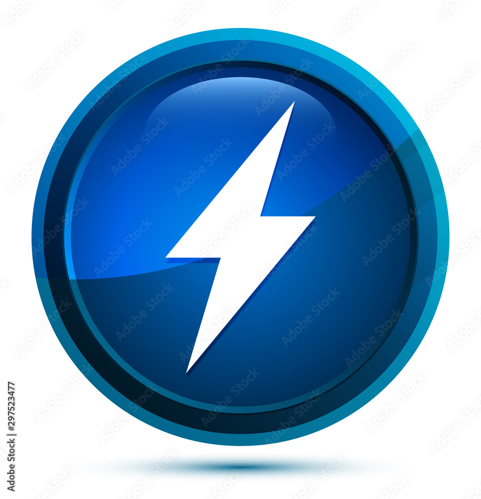 Electric bolt icon elegant blue round button illustration