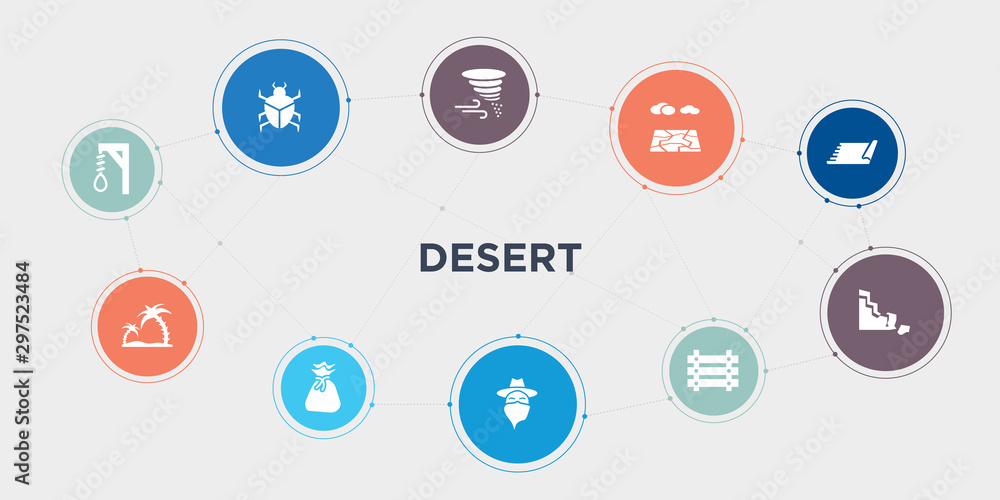 desert 10 points circle design. noose, oasis, old money bag, outlaw round concept icons.. desert 10 points circle design. noose, oasis, old money bag, outlaw round concept icons..
