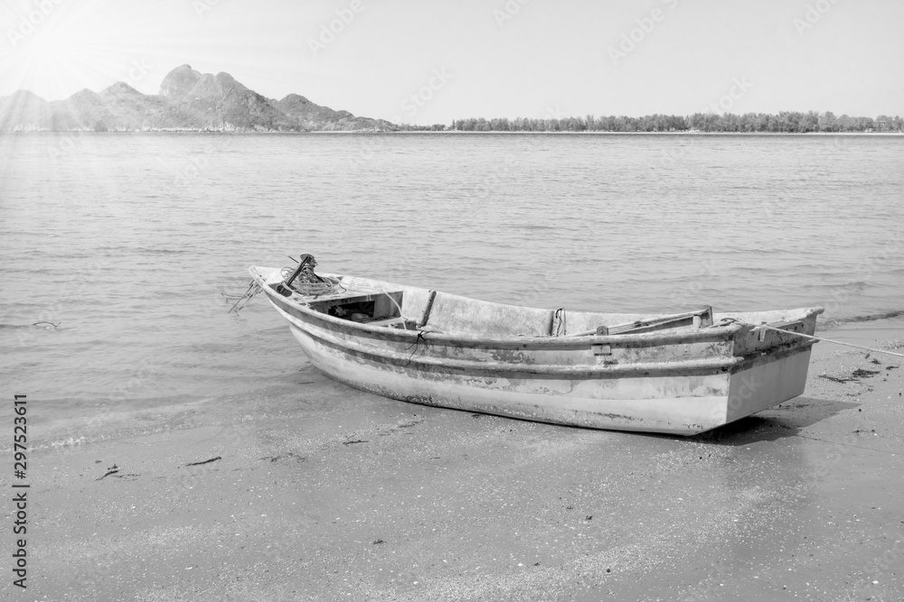 old boats on the beach,black and white picture old boats on the beach,black and white picture