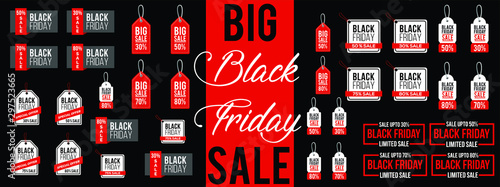 Big Black Friday Sale Poster, Black Friday Sale, 30% off, 50% off, 75% off, 80% off