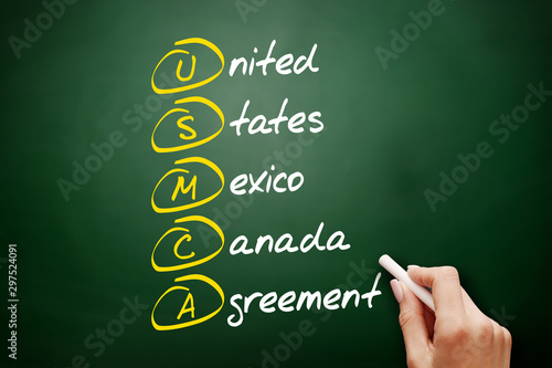 USMCA - United States Mexico Canada Agreement acronym, concept on blackboard photo